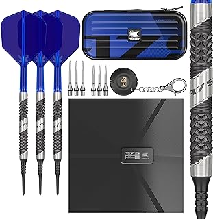 Target Darts 975 Ultra Marine 18G 97.5% Tungsten Soft Tip Darts Set with K-Flex