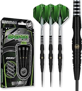Winmau Sniper Black - 26g Steel Tip Darts - 90% Tungsten - Prism Technology