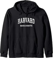 Harvard Massachusetts MA Vintage Athletic Sports Design Zip Hoodie