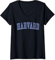 Vintage Harvard IL Distressed Blue Varsity Style V-Neck T-Shirt