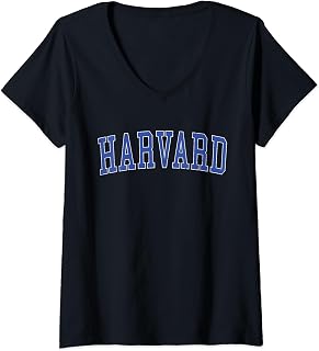 Vintage Harvard IL Distressed Blue Varsity Style V-Neck T-Shirt