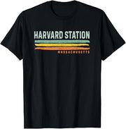Vintage Stripes Harvard Station MA T-Shirt