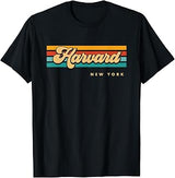 Vintage Sunset Stripes Harvard, New York T-Shirt