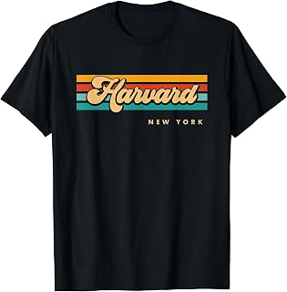 Vintage Sunset Stripes Harvard, New York T-Shirt