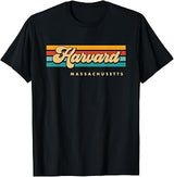 Vintage Sunset Stripes Harvard, Massachusetts T-Shirt