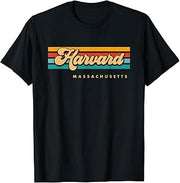 Vintage Sunset Stripes Harvard, Massachusetts T-Shirt