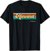 Vintage Sunset Stripes Harvard, Texas T-Shirt