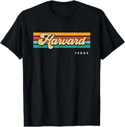 Vintage Sunset Stripes Harvard, Texas T-Shirt