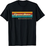Vintage Sunset Stripes Harvard Station, Massachusetts T-Shirt