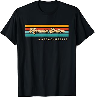 Vintage Sunset Stripes Harvard Station, Massachusetts T-Shirt