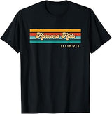Vintage Sunset Stripes Harvard Hills, Illinois T-Shirt