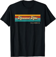 Vintage Sunset Stripes Harvard Hills, Illinois T-Shirt