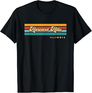 Vintage Sunset Stripes Harvard Hills, Illinois T-Shirt