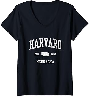 Harvard NE Vintage Athletic Sports JS01 V-Neck T-Shirt