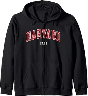 Harvard Massachusetts College University Style Zip Hoodie