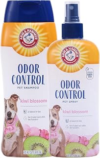 Arm & Hammer Pet Deodorizing Bundle: Super Odor Eliminating Shampoo, 20 Fl Oz and Spray, 8 Fl Oz | Kiwi Blossom Scent | For All Dogs & Puppies