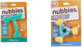 Arm & Hammer for Pets Nubbies Dental Dog Toy Bundle: T-Bone and TriOBone in Peanut Butter Flavor | Reduces Plaque & Tartar, for Tough & Moderate Chewers