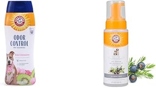 Arm & Hammer Dog Deodorizing Bundle: Super Deodorizing Shampoo, 20 Fl Oz and Ultra Fresh No-Rinse Deodorizing Foam, 8 Fl Oz | Odor Eliminating, Kiwi Blossom & Juniper Mist Scents