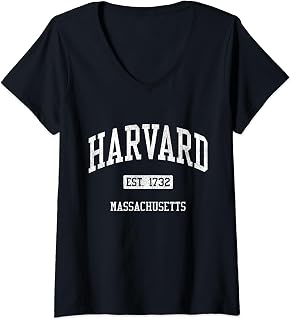 Harvard Massachusetts MA JS04 Vintage Athletic Sports V-Neck T-Shirt