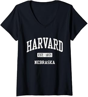 Harvard Nebraska NE JS04 Vintage Athletic Sports V-Neck T-Shirt