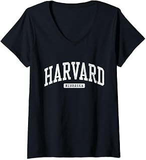 Harvard Nebraska NE JS03 College University Style V-Neck T-Shirt