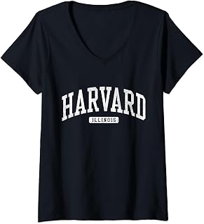 Harvard Illinois IL JS03 College University Style V-Neck T-Shirt