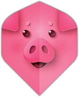 3 Sets (9 Flights) Pentathlon Standard Pink Pig (Porky) Dart Flights - 100 Micron, Ex-Tough