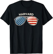 Harvard, MA Vintage US Flag Sunglasses T-Shirt