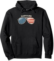 Harvard, NE Vintage US Flag Sunglasses Pullover Hoodie