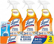 Reckitt Lysol Kitchen Pro Antibacterial Cleaner Trigger 22 Fl Oz (Pack of 3) - With 1ct Auto In-The-Bowl Toilet Cleaner, Atlantic Fresh