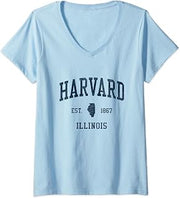 Womens Harvard IL Vintage Athletic Sports JSN1 V-Neck T-Shirt