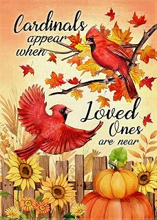 Fall Cardinal Appear When Loved Ones are Near Decorative Garden Flag