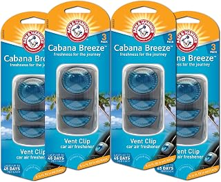 Arm & Hammer AH8203CA Cabana Breeze Freshness Vent Clip for Car Air Freshener 4 Pack of 3 Piece in Each