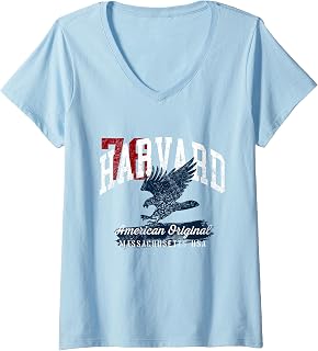 Womens Harvard Massachusetts Vintage Patriotic Sports V-Neck T-Shirt