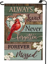 Memorial Day Cardinal Garden Flag 12x18 Inch Double Sided for Outside Always Loved Never Forgotten Forever Missed Gravesite Saying Yard Outdoor Flag MD01