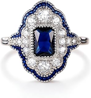 925 sterling silver charming peacock blue ring with oil drop and edge unique sapphire women's ring with lace hollowed out thin ring engagement ring Size 9