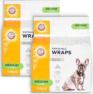 Arm & Hammer Medium Male Dog Belly Band Wraps, 12 Count, 2-Pack