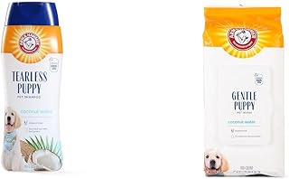 Arm & Hammer Puppy Care Bundle in Coconut Water Scent: Tearless Shampoo, 20 Fl Oz and Gentle Bath Wipes, 100 Count - Ideal for Puppies, Refreshing & Tearless