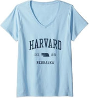 Womens Harvard NE Vintage Athletic Sports JSN1 V-Neck T-Shirt