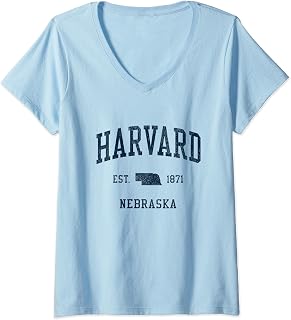 Womens Harvard NE Vintage Athletic Sports JSN1 V-Neck T-Shirt