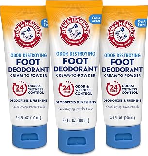 Arm & Hammer Cream to Powder Foot Deodorant, Sweat & Odor Control, 3 Pack