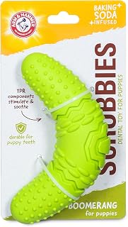 Arm & Hammer Scrubbies Boomerang Dental Chew Toy, Puppy, Large, 7 in