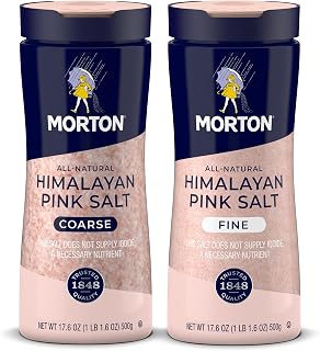 Morton All-Natural Himalayan Pink Salt Fine and Coarse Grain, 17.6 oz