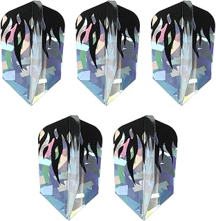 M METERXITY 5 Pack Standard Dart Flights - Flight Thick Geometric Pattern Apply to Soft Tip Steel Tip (Black Silver Tone)