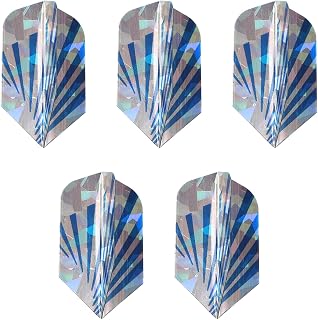 M METERXITY 5 Pack Standard Dart Flights - Flight Thick Geometric Pattern Apply to Soft Tip Steel Tip (Blue Silver Tone)