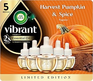 Air Wick Plug Refills, Harvest Pumpkin & Spice Scent, Essential Oils 5ct