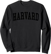 Vintage Harvard IL Distressed Black Varsity Style Sweatshirt