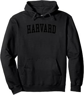 Vintage Harvard IL Distressed Black Varsity Style Pullover Hoodie