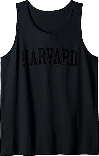 Vintage Harvard IL Distressed Black Varsity Style Tank Top