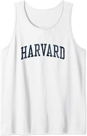 Harvard NE Vintage Athletic Sports JSN2 Navy Print Tank Top